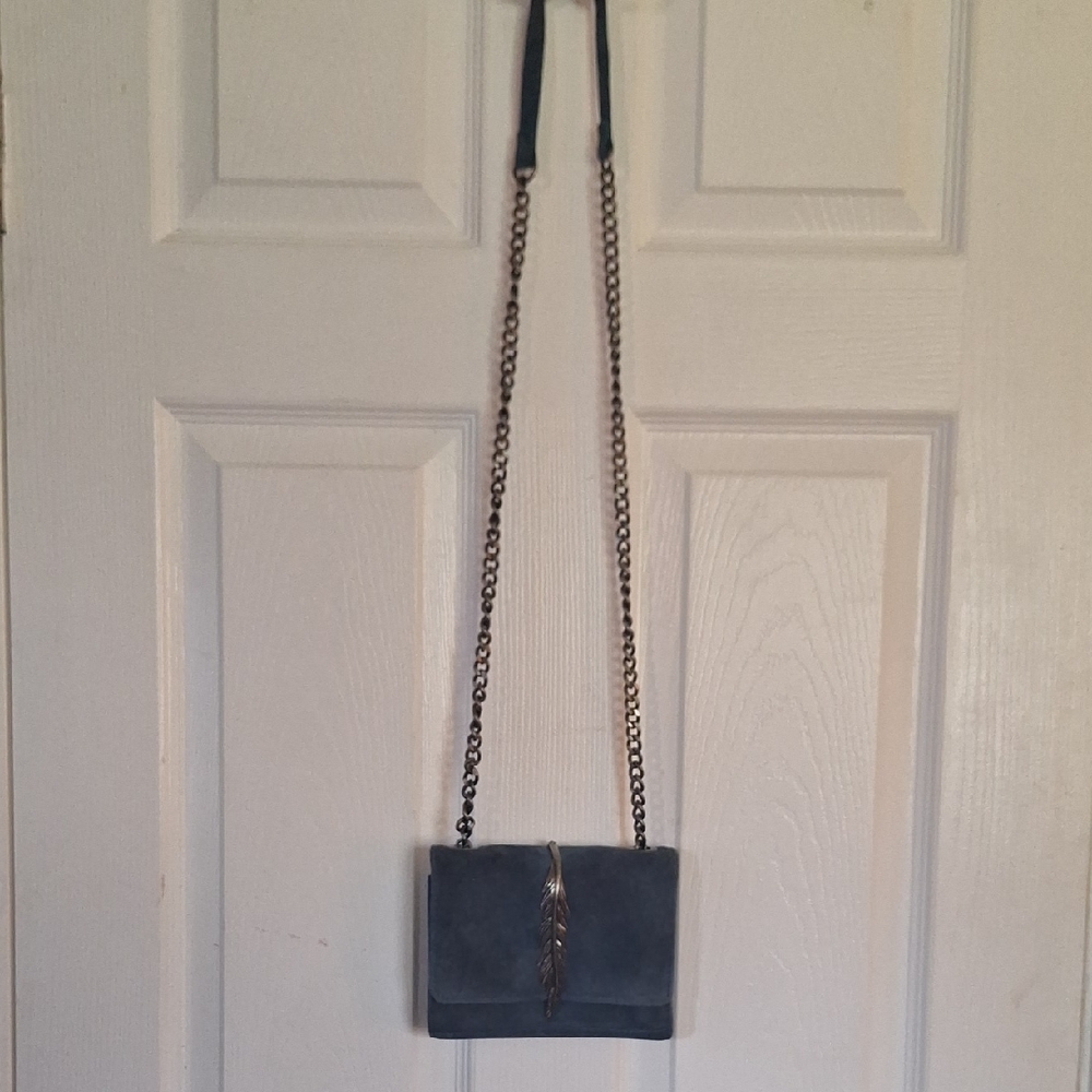 Zara Blue and Silver Crossbody Bag with Chain Strap - Picture 3 of 6